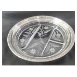 Sterling and glass sectional dish 12" diam. ,