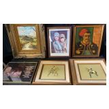 Vintage framed art lot