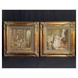 Pair of framed French tapestries, frame 19 3/4"