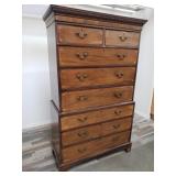 2 piece antique mahagony inlaid highboy