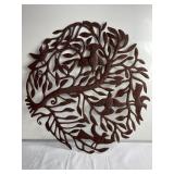 Metal tree and bird wall yard decoration