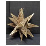 Vintage tin star pendant hanging light w/glass