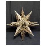 Vintage tin star pendant hanging light w/glass,