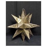 Vintage tin star pendant hanging light w/glass