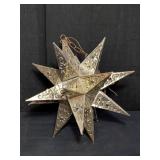 Vintage tin star pendant hanging light w/glass,
