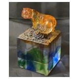Glass tiger paperweight