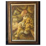 Mid century abstract clown painting