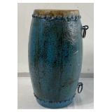 Vintage hand-painted wood and skin drum