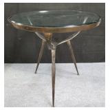 Vintage bronze glass top side table