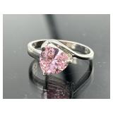 Sterling silver pink gemstone ring, 3.08g