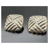 Sterling silver square earrings, 11.24g