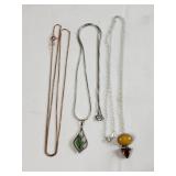 Group of sterling necklaces some with pendants