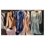 Group of ladies designer style dresses, jacket,