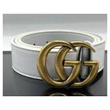 Designer style Gucci white leather belt