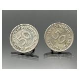 Pair of 1949 silver backed bank of Germany 50