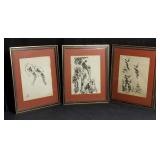 3 Asian signed lithographs, 19 1/2" x 15 1/2"
