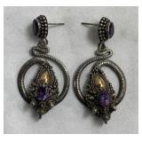 Sterling silver earrings with amethyst