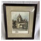 Signed lithograph of mission san carlos borromeo