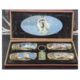 Native American Wolf pocket knife and keychain