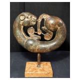 Scythian coiled metal bronze panther sculpture o