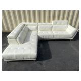 White leather L-shape sectional sofa