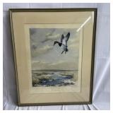 Signed Roland Clark winter marsh lithograph