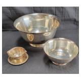 Group of vintage sliver plate bowls for table