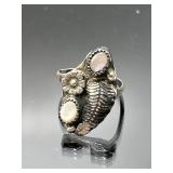 Scratch tested silver feather opal ring, 2.36g