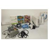 Box of Wii Console, Wii Controllers, cords,