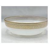 Vintage gold greek key frosted glass bowl