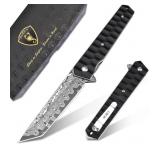 AUBEY 3.3" Damascus Pocket Knife with Clip