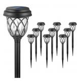 Nine solar lamp posts