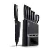 Black Kitchen Knife Set with Block