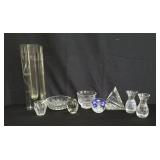 Box of glass and crystal table decorations