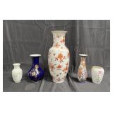 Group of vintage hand painted porcelain vases