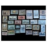 Group of vintage German Notgeld Paper money. In