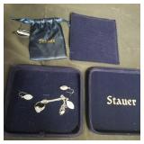 Stauer silver jewelry set, earrings, necklace,