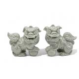 Pair of miniature porcelain foo dog figurines 3