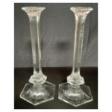 Val St. Lambert pair of crystal candle holders