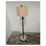 Mid-century modern style wooden walnut lamp with