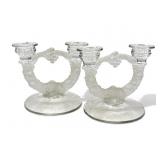 Vintage pair Fostoria pressed glass candlestick