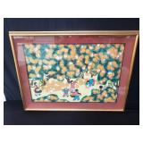 Signed Asian watercolor in frame
