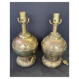 Pair of vintage brass table lamps