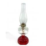 Antique depression glass oil lamp, 19 1/2ï¿½ h.