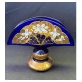 Bohemian hand painted glass napkin holder