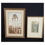 Pair of framed vintage water paintings