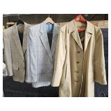 Group of designer jackets and one trench coat,