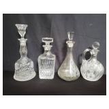 Box of crystal and glass decanters