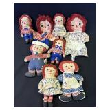 8 Vintage small Raggedy Ann dolls