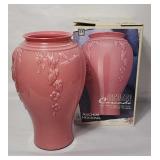 Large vtg Anchor Hocking Prairie Pink Cascade vase
